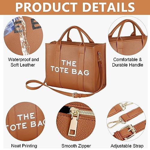 PALAY® PU Tote Bag for Women Cross Body Tote with Detachable Shoulder Belt, Fashion Handhold Tote Bag for Women - Image 3