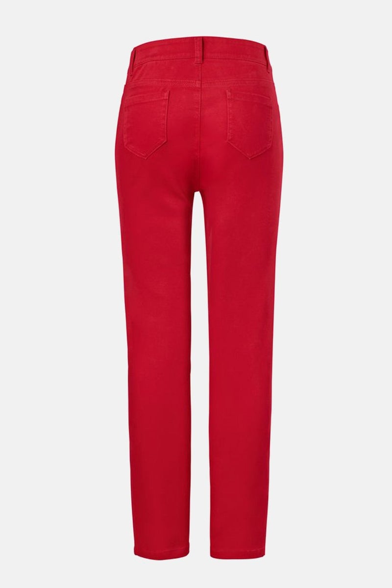 Tchibo Women Regular Fit Plain 4 Pockets Twill Trouser, Red - Image 2
