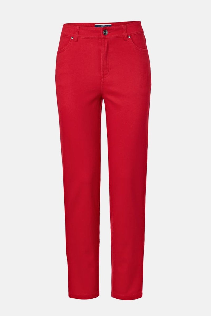 Tchibo Women Regular Fit Plain 4 Pockets Twill Trouser, Red - Image 3