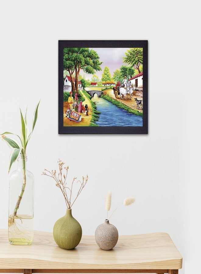 Masstone Beautiful Scenery of Village UV Matt Textured Effect Framed HD Digital Reprint, Wall Art Painting for Decor Home/Office/Bedroom/Living Room (Multicolor, 35X28 CM), Pack of 1 - Image 4