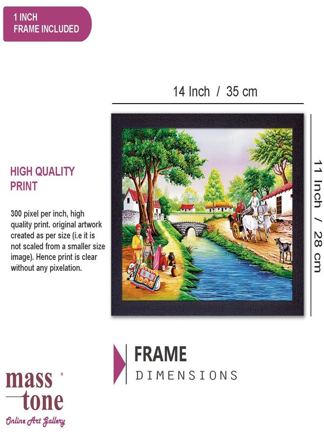 Masstone Beautiful Scenery of Village UV Matt Textured Effect Framed HD Digital Reprint, Wall Art Painting for Decor Home/Office/Bedroom/Living Room (Multicolor, 35X28 CM), Pack of 1 - Image 2