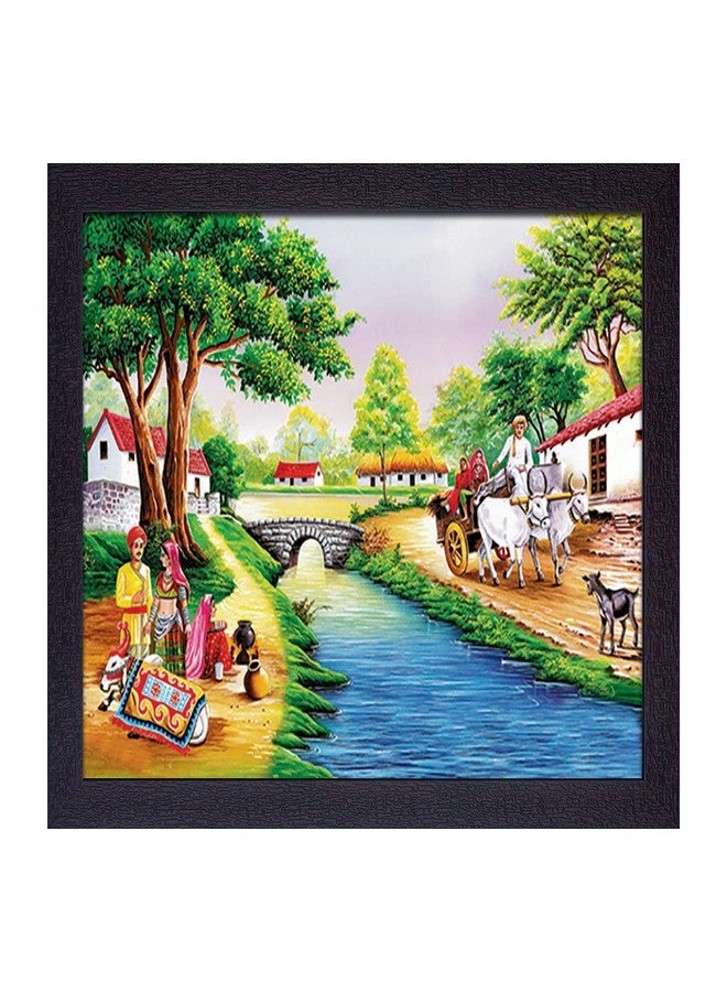 Masstone Beautiful Scenery of Village UV Matt Textured Effect Framed HD Digital Reprint, Wall Art Painting for Decor Home/Office/Bedroom/Living Room (Multicolor, 35X28 CM), Pack of 1 - Image 1