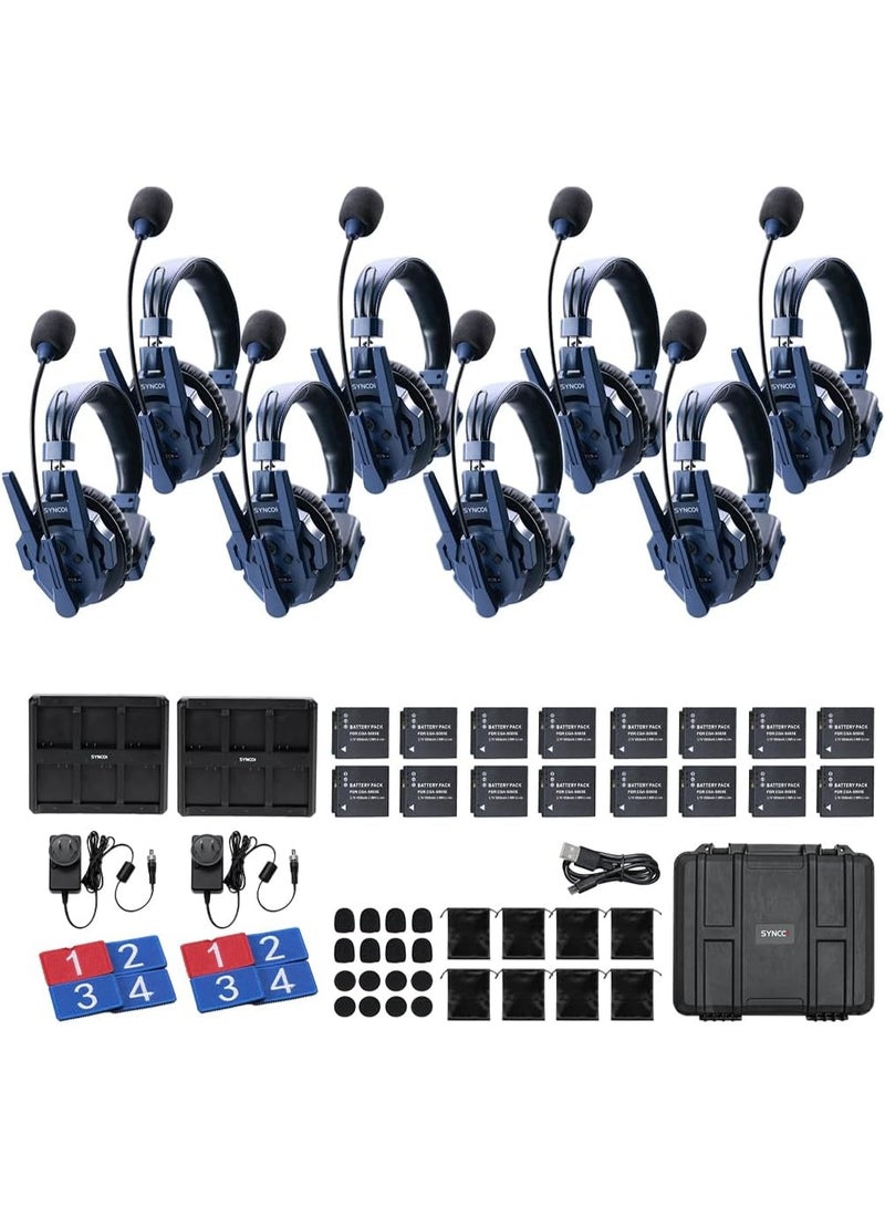 SYNCO Xtalk Master8 Wireless Intercom Headset System 2.4GHz Full Duplex 500m Range ENC Noise Cancelling 15H Battery USB C Film Production Live Events Stage Performance 8 Users - Image 1