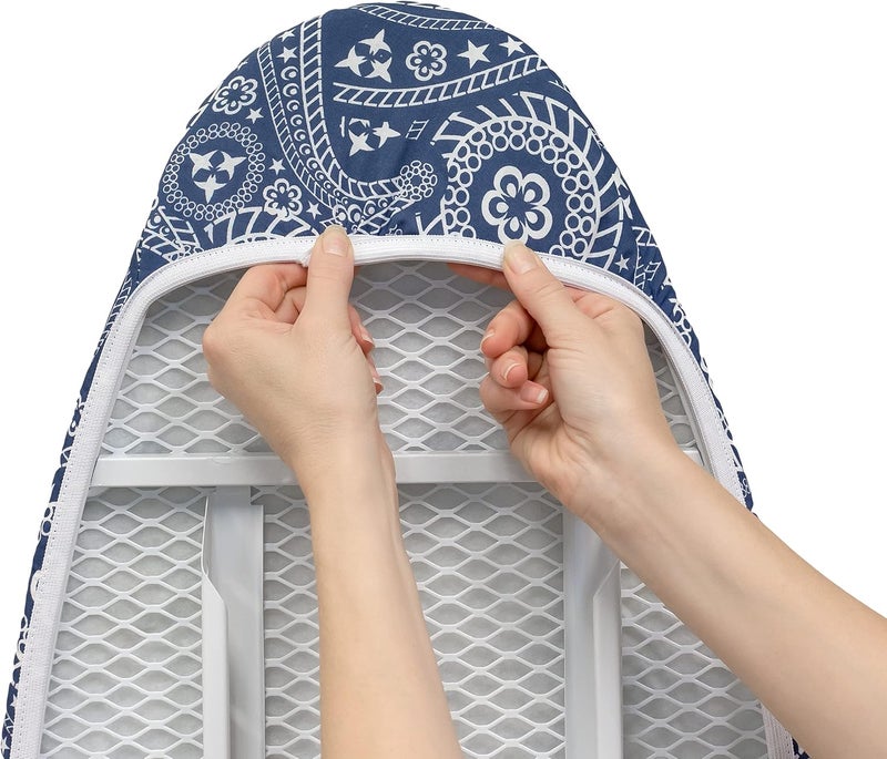 westex Floral Paisley Heavy Duty Ironing Board Cover and Pad, Thick 3-Layer Stain Resistant Padding, Elasticized Skirt, Click-to-Close Fastener, 15 x 54 Inch (Board NOT Included, Cover ONLY) - Image 3