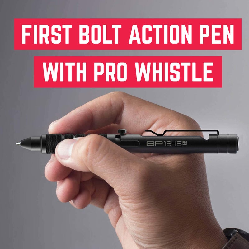 GPCA - GP 1945 Pen LITE, Pen Light Smart Alternative, Refillable EDC Multitool with Multi-Tone Rescue Whistle, Measurement on grip, Survival Gear for Camping, Hiking, Aluminum, Jet Black - Image 2