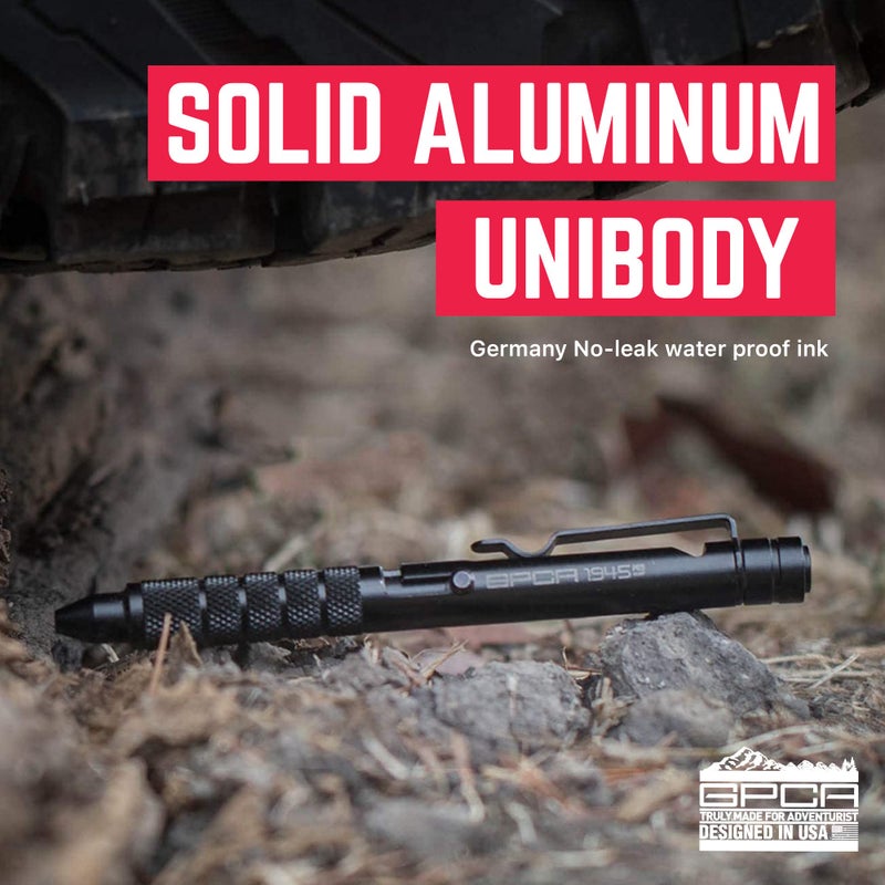 GPCA - GP 1945 Pen LITE, Pen Light Smart Alternative, Refillable EDC Multitool with Multi-Tone Rescue Whistle, Measurement on grip, Survival Gear for Camping, Hiking, Aluminum, Jet Black - Image 5