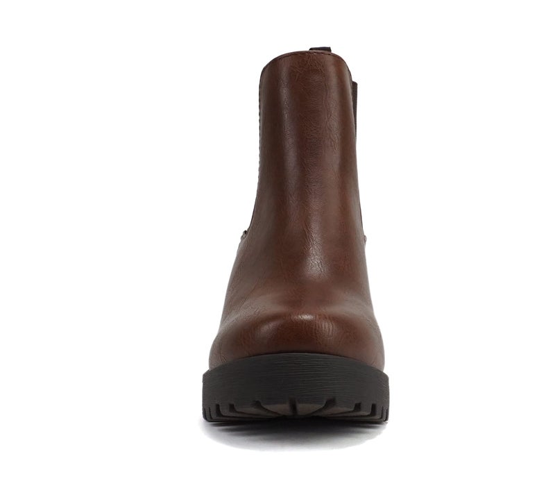 Soda Top Shoes Jaber Ankle Boot W Lug Sole Elastic Gore and Chunky Heel (Brown Pu, 8) - Image 3