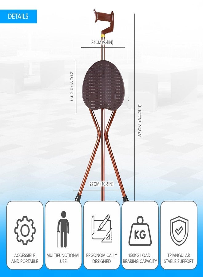 Kitwe عصا كيتوي مع مقعد قابل للطي وخفيف الوزن، عصا مشي قابلة لتعديل الارتفاع، كرسي عصا لكبار السن لتحقيق التوازن، عصا مشي مانعة للانزلاق لكبار السن من الرجال وذوي الاحتياجات الخاصة. - Image 5