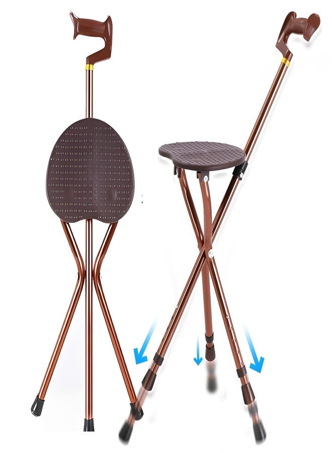 Kitwe عصا كيتوي مع مقعد قابل للطي وخفيف الوزن، عصا مشي قابلة لتعديل الارتفاع، كرسي عصا لكبار السن لتحقيق التوازن، عصا مشي مانعة للانزلاق لكبار السن من الرجال وذوي الاحتياجات الخاصة. - Image 1