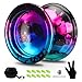 FETESNICE 1No Professional Yoyo for Adults  Responsive  Unresponsive Metal Yoyo Set for Beginners  Advanced Players Includes 10 Strings Glove and Carry Bag Black Blue Pink - Image 4