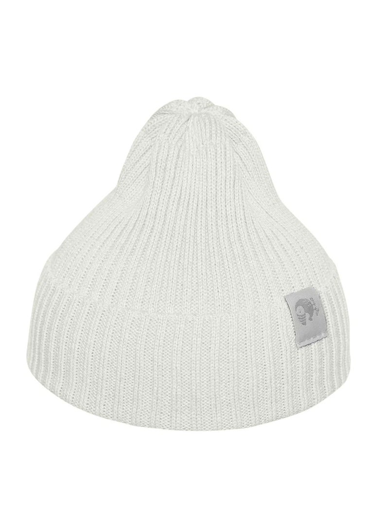 Knitted Baby Hat Simple White– Soft Ribbed Cotton Blend Beanie for Newborns and Toddlers, Breathable Year-Round Cap, Unisex, Sizes 38–42 cm, 50% Cotton - Image 1