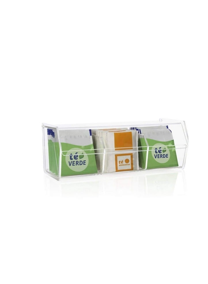 Liying Acrylic Tea Bag Organizer with 3 Compartments, 25cm x 9cm x 10cm  - Image 1