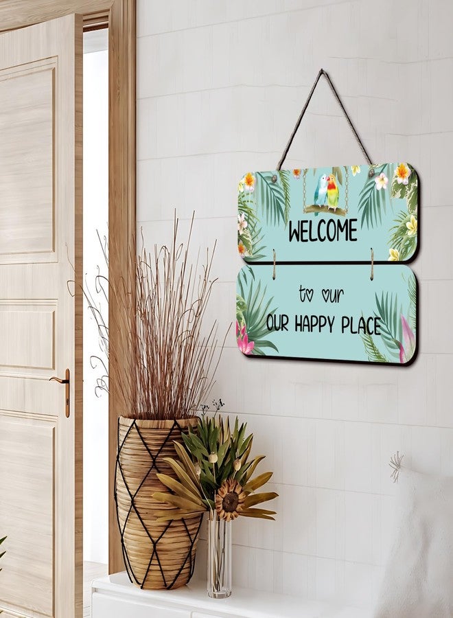Chalk My Theme NEW LAUNCH Welcome To Our Happy Place Wooden Wall Art Wood Print For Home Décor-Pinewood- - Image 2