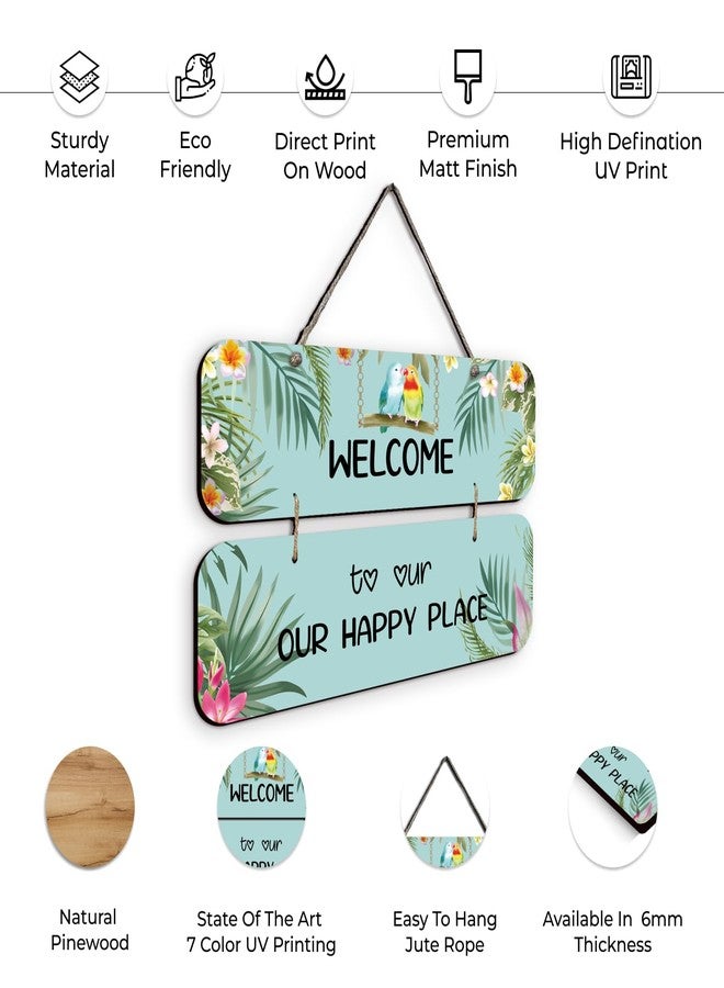 Chalk My Theme NEW LAUNCH Welcome To Our Happy Place Wooden Wall Art Wood Print For Home Décor-Pinewood- - Image 5
