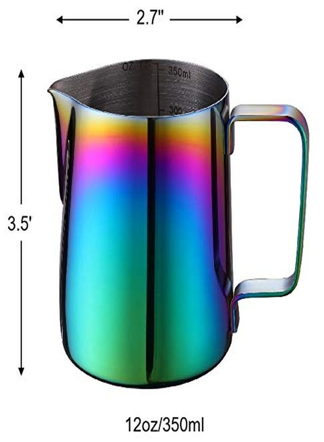 Joytata Stainless Steel Milk Frother - 12oz, 350ml Steaming Pitcher - Perfect for Latte Art, Espresso & Cappuccino Makers - Rainbow Color - Image 2