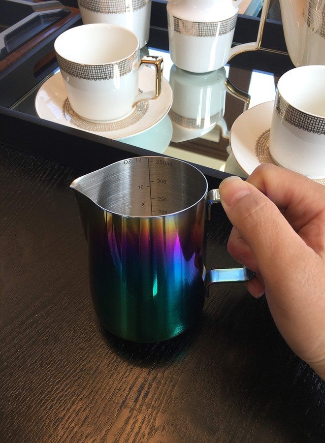 Joytata Stainless Steel Milk Frother - 12oz, 350ml Steaming Pitcher - Perfect for Latte Art, Espresso & Cappuccino Makers - Rainbow Color - Image 3