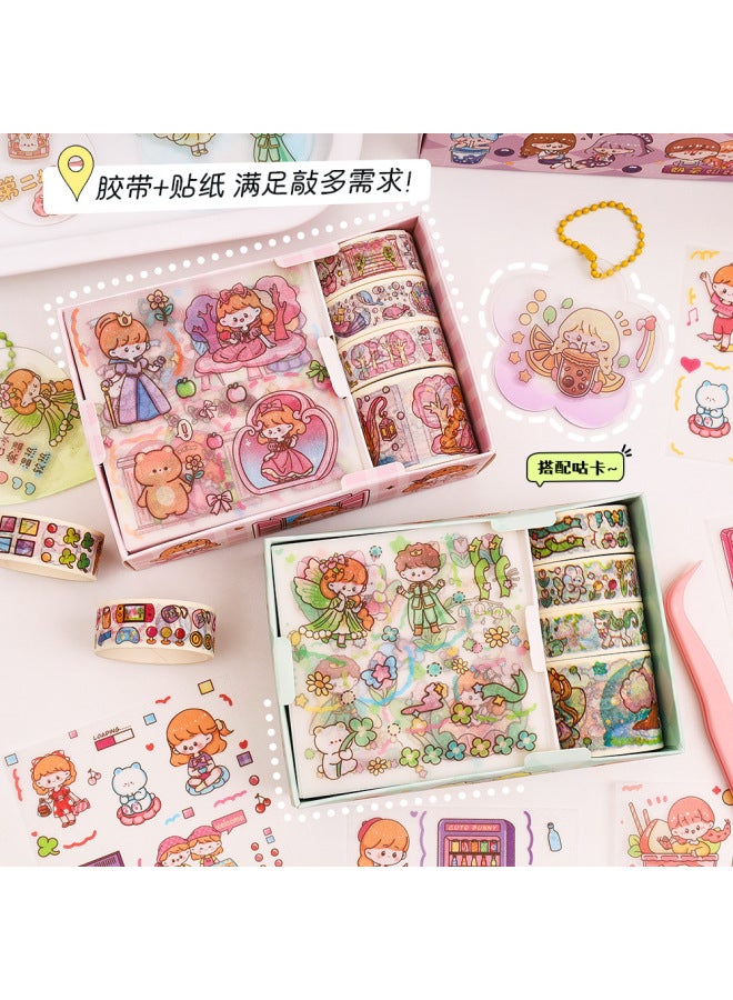 HELPS Creative Cartoon Handbook Tape Sticker Set Cute Student Korean Pet And Paper Decoration Material Gift Pack - Image 4