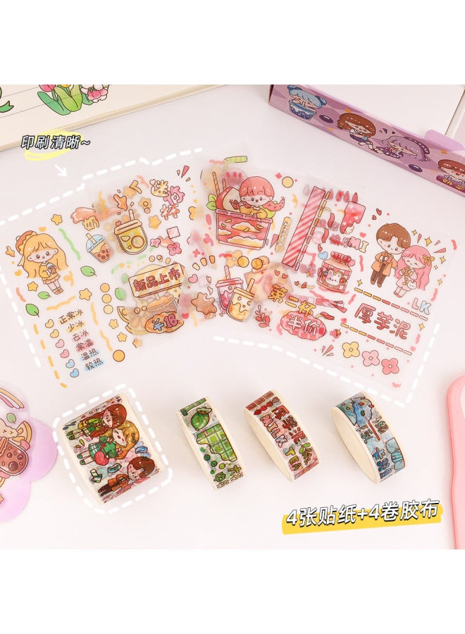 HELPS Creative Cartoon Handbook Tape Sticker Set Cute Student Korean Pet And Paper Decoration Material Gift Pack - Image 2