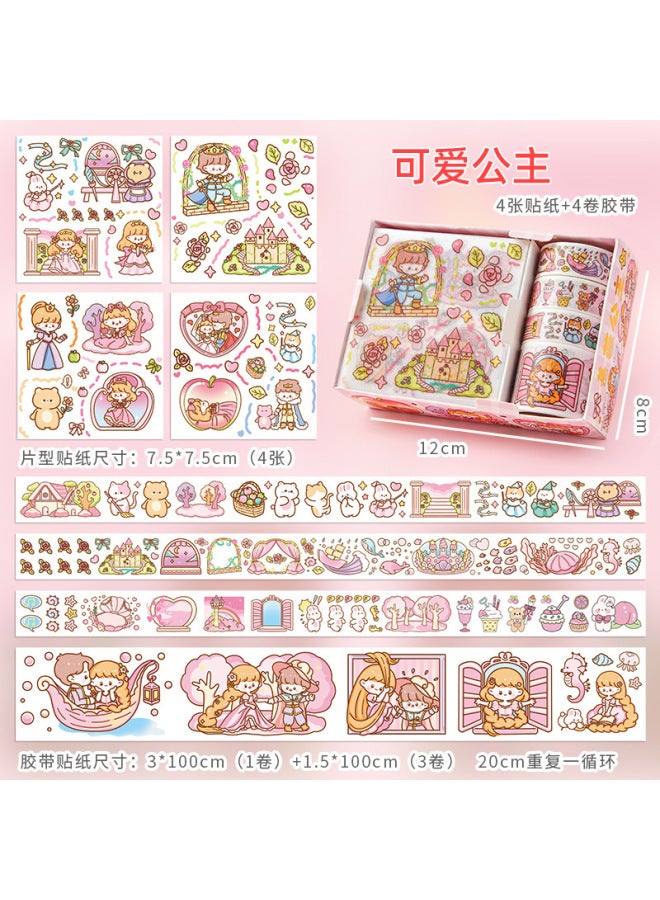 HELPS Creative Cartoon Handbook Tape Sticker Set Cute Student Korean Pet And Paper Decoration Material Gift Pack - Image 1