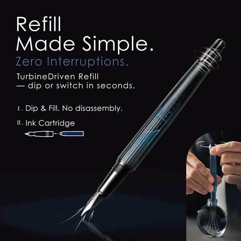 TAG Submarine Luxury Fountain Pen â€“ TurbineDriven Refill, Gold-Plated Fine Nib, Elegant Writing Gift for Men & Women, Designed by Award-Winning Team - Image 3