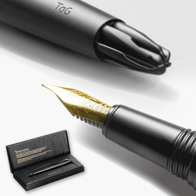 TAG Submarine Luxury Fountain Pen â€“ TurbineDriven Refill, Gold-Plated Fine Nib, Elegant Writing Gift for Men & Women, Designed by Award-Winning Team - Image 1