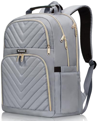 Kuosdaz Laptop Backpack for Women Men Large School Backpack for Teens Boys Girls 173 Inch Quilted Laptop Bag Bookbag College Bag Work Travel Casual Daypacks Grey - Image 1
