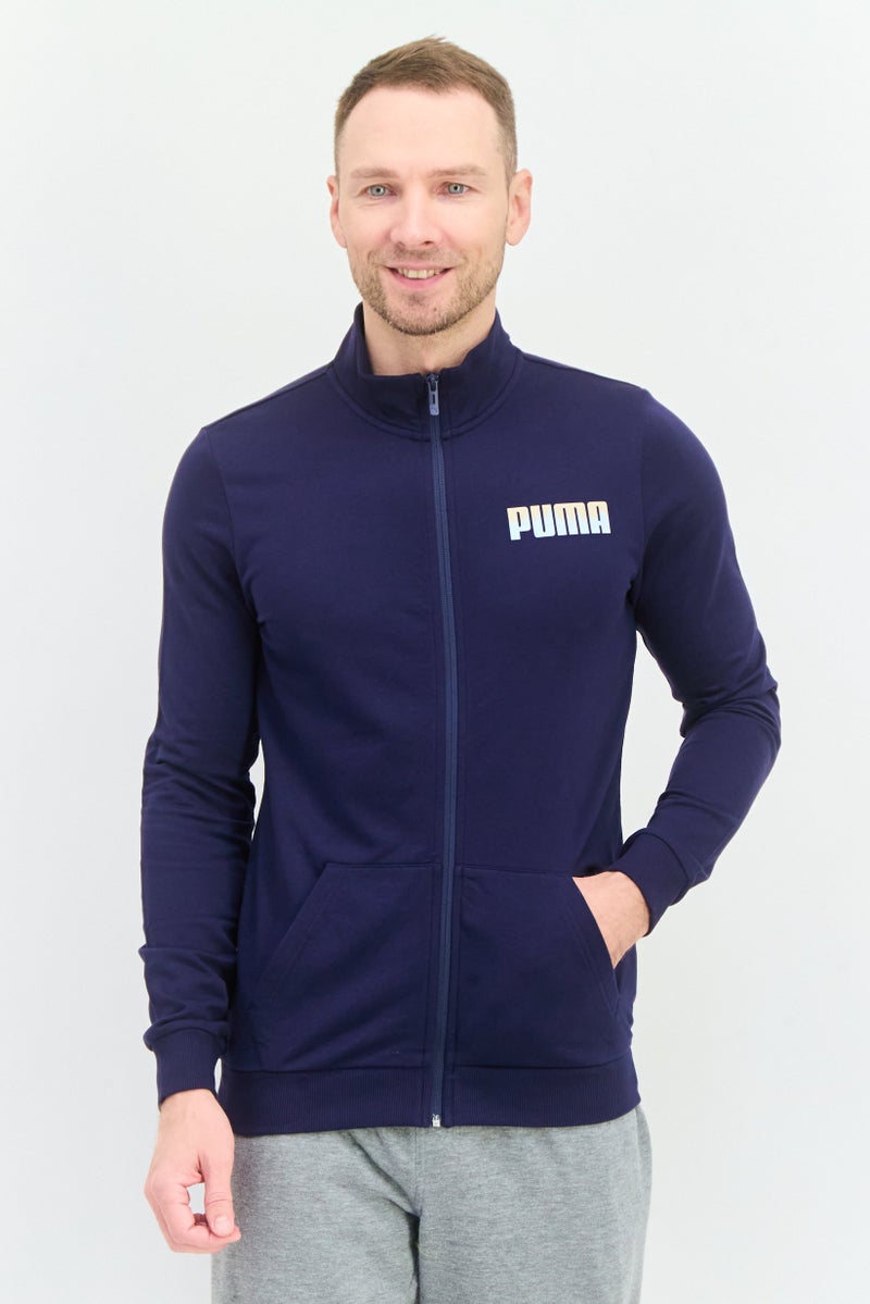 PUMA Men Slim Fit Long Sleeve Outdoor Sweatshirt, Navy - Image 1