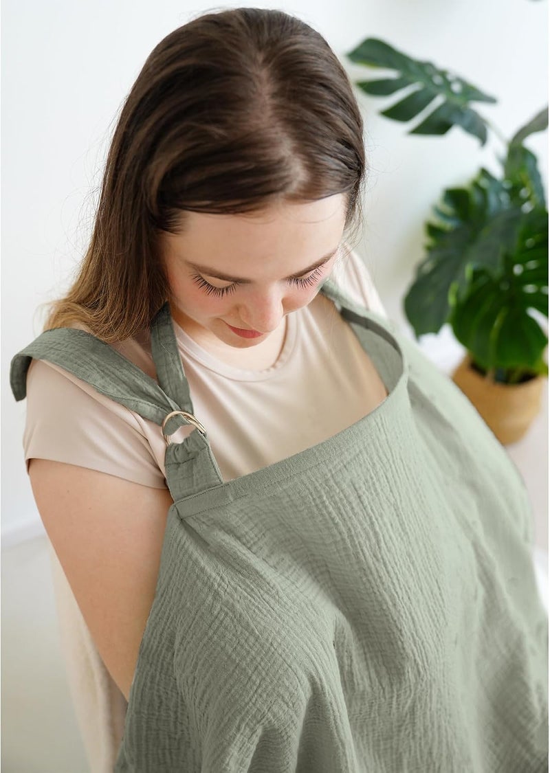 MairMore Muslin Nursing Covers for Breastfeeding, Privacy Breast Feeding Cover with Arch Neckline for Mom and Baby, Breathable 100% Cotton Nursing Apron Multi-use Stroller Cover | Large & Breathable Nursing Apron, Multi-Use Breastfeeding & Stroller Cover, Full Privacy for Mom & Baby (Pink Blossom) - Image 3