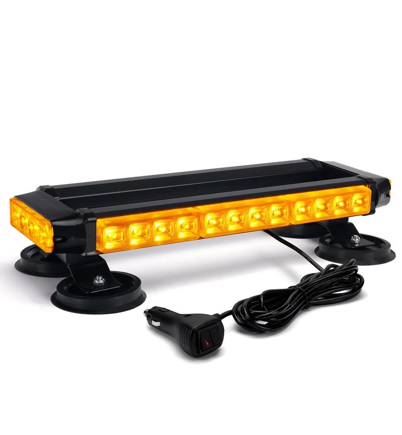 شريط ضوء فلاش LED متقطع Xprite Amber 32 مع 21 وضع فلاش 145 بوصة إنذار طوارئ مع قاعدة مغناطيسية للمركبات القطر والشاحنات والسيارات والمقطورات والجرارات وبلدوزرات الثلج وسلامة السقف