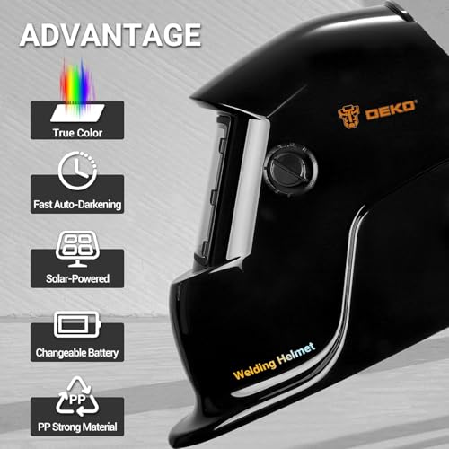 DEKOPRO Welding Helmet Auto Darkening: DEKORPO True Color Solar Powered Auto Darkening Welding Welder Mask Hood Helmets - Image 4