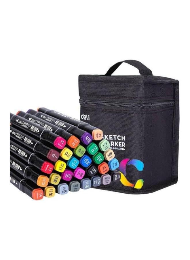 مجموعةMarkers دلي الفنية - 30 لون، طرف مزدوج (فرشاة وشفرة)