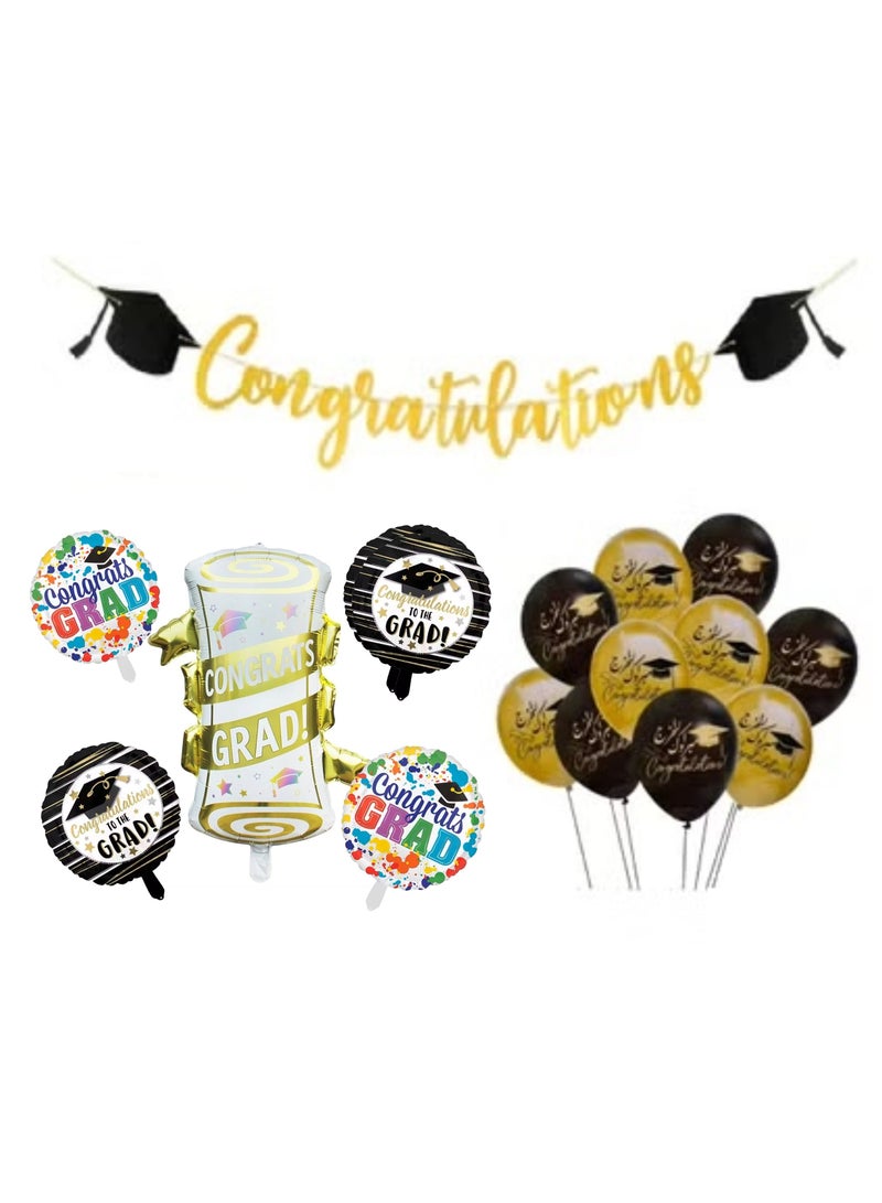Mcolour Balloon Congratulation Happy Graduation Party Banner And Balloons Set To Congrats New Grads - Image 1