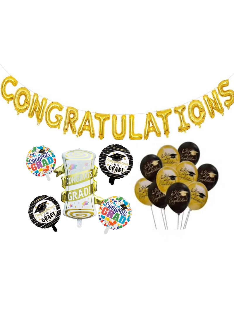 Mcolour Balloon Congratulation Happy Graduation Party Banner And Balloons Set To Congrats New Grads - Image 1
