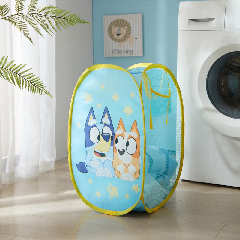 Idea Nuova Bluey Pop-Up Hamper with Carry Handles â€“ 21" x 13.5", Bluey and Bingo Design, Lightweight & Collapsible Laundry Basket for Kidsâ€™ Bedroom, Bathroom, or Playroom - Image 4