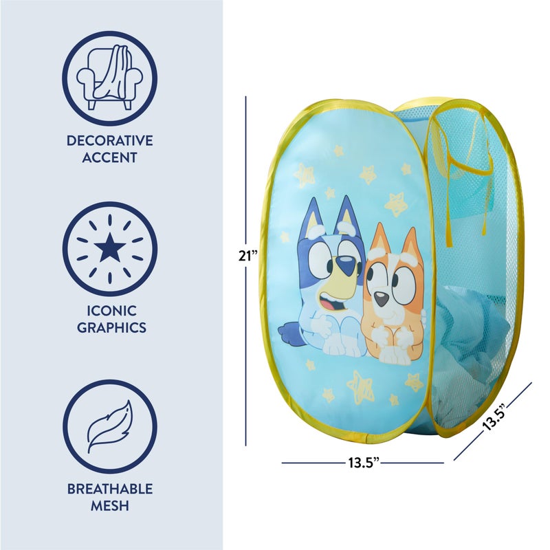 Idea Nuova Bluey Pop-Up Hamper with Carry Handles â€“ 21" x 13.5", Bluey and Bingo Design, Lightweight & Collapsible Laundry Basket for Kidsâ€™ Bedroom, Bathroom, or Playroom - Image 3