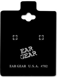 EAR GEAR Surgical Stainless steel 316L Earrings 2mm Black Cubic Zirconia Stone 