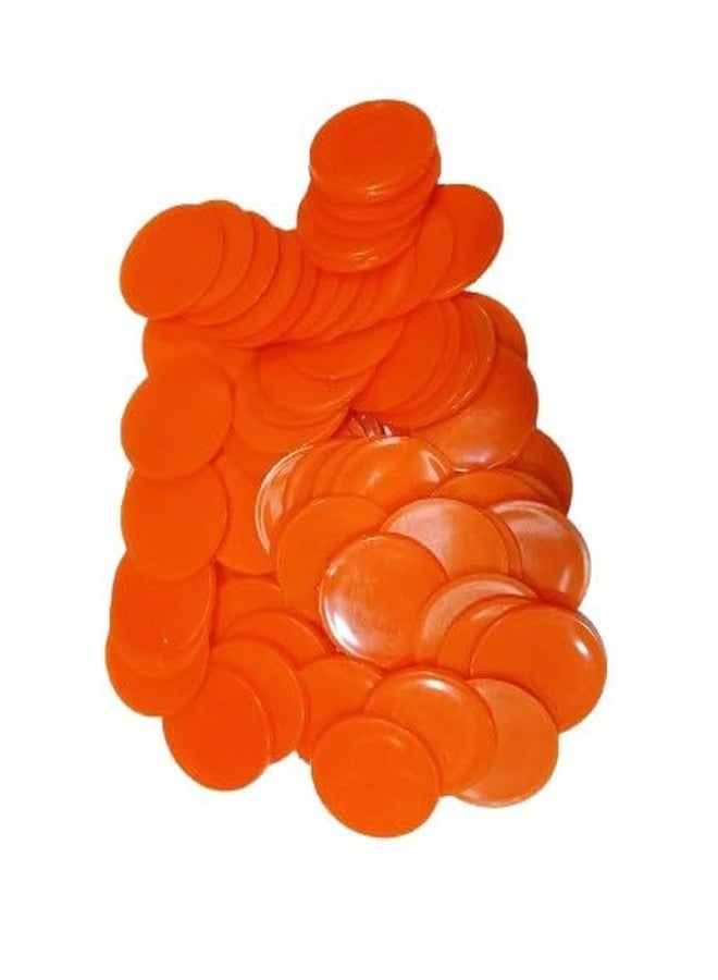 MOREL Orange Plastic Round Shape Plain Token Coin, Chips for Shop, Board Games, Stores, Casino, School|100 Coins. (Orange) - Image 1