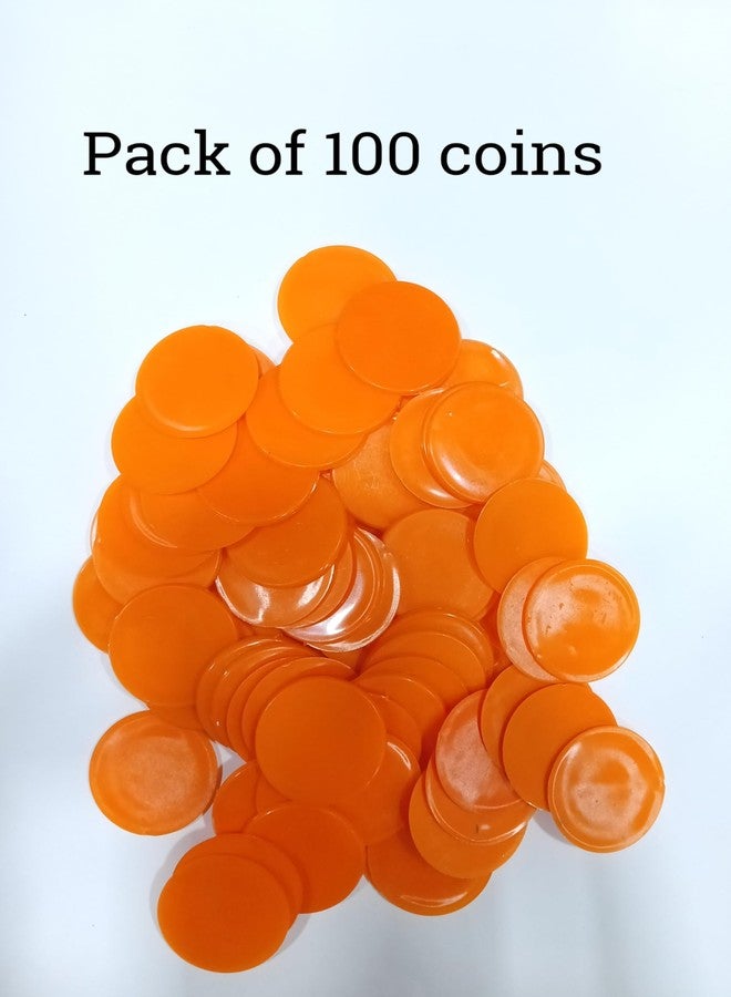 MOREL Orange Plastic Round Shape Plain Token Coin, Chips for Shop, Board Games, Stores, Casino, School|100 Coins. (Orange) - Image 4