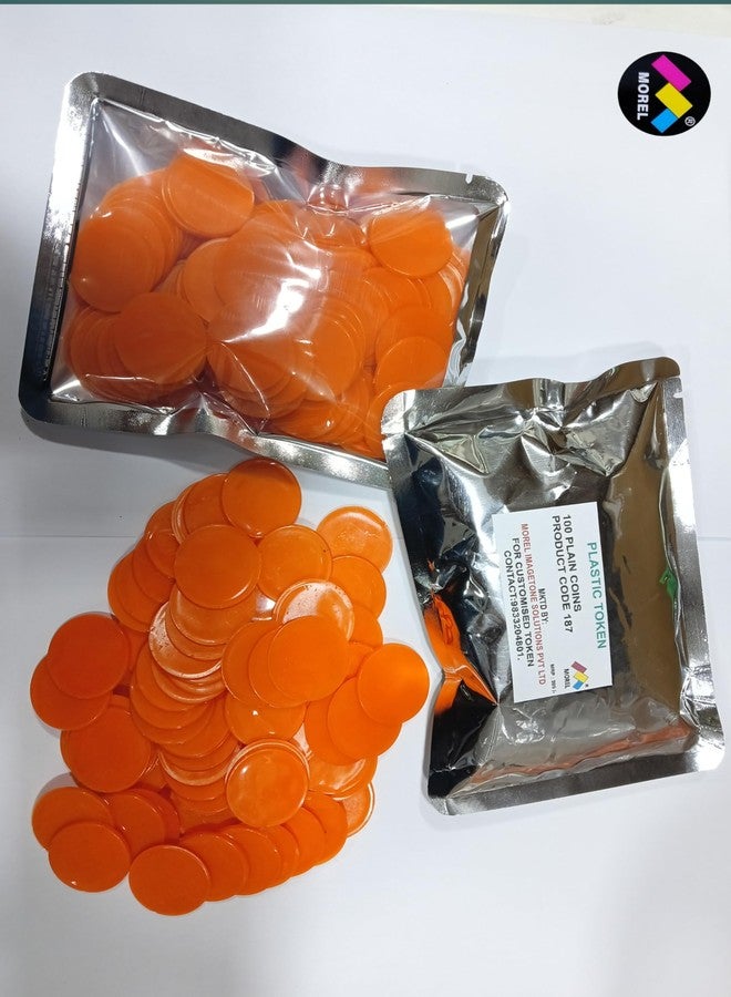 MOREL Orange Plastic Round Shape Plain Token Coin, Chips for Shop, Board Games, Stores, Casino, School|100 Coins. (Orange) - Image 5