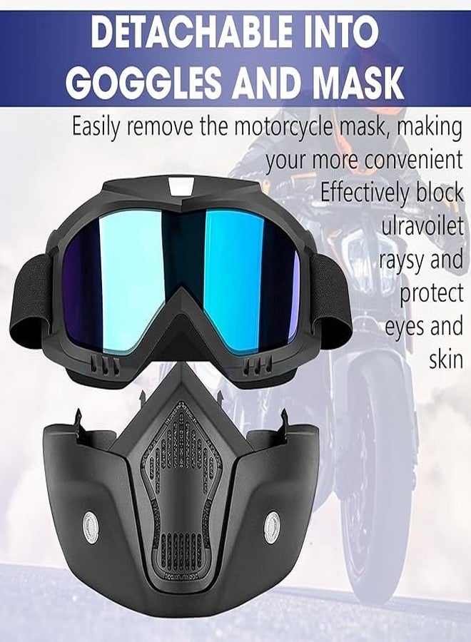 VOMI Goggle Mask Scratch-Free Open Face & Eyewear Windproof Dirt Shield Adjustable Soft Foam Padded Detachable Cycling Bike Off Road Racing Riding Unisex (Black, 1 Count) - Image 3