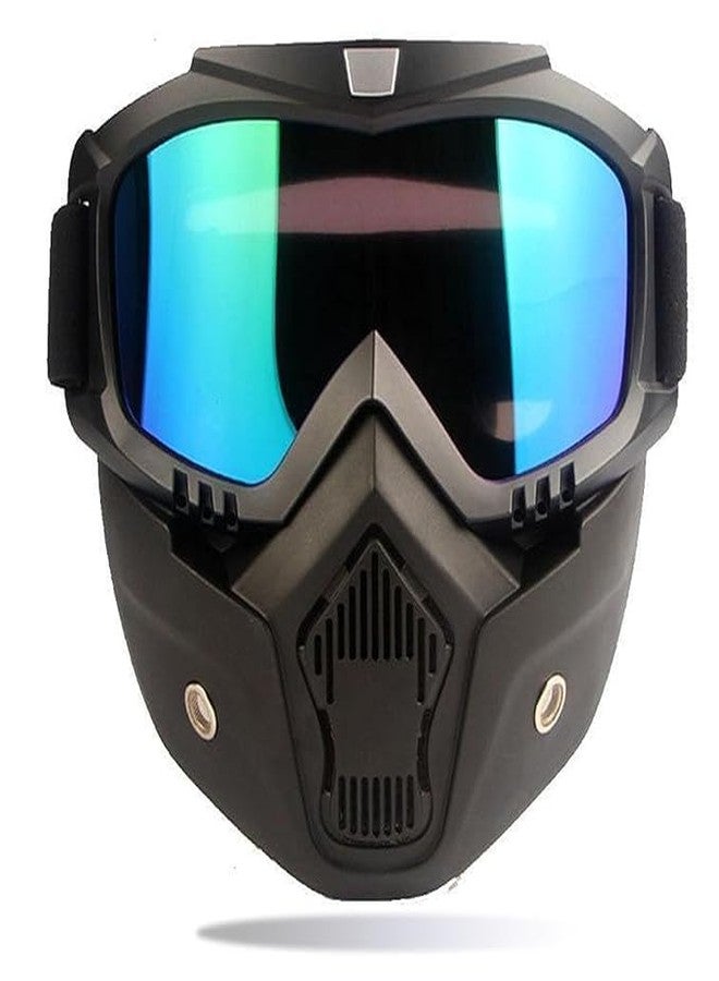 VOMI Goggle Mask Scratch-Free Open Face & Eyewear Windproof Dirt Shield Adjustable Soft Foam Padded Detachable Cycling Bike Off Road Racing Riding Unisex (Black, 1 Count) - Image 1
