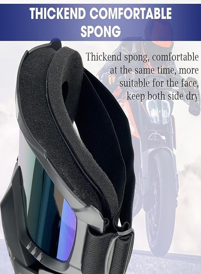 VOMI Goggle Mask Scratch-Free Open Face & Eyewear Windproof Dirt Shield Adjustable Soft Foam Padded Detachable Cycling Bike Off Road Racing Riding Unisex (Black, 1 Count) - Image 4