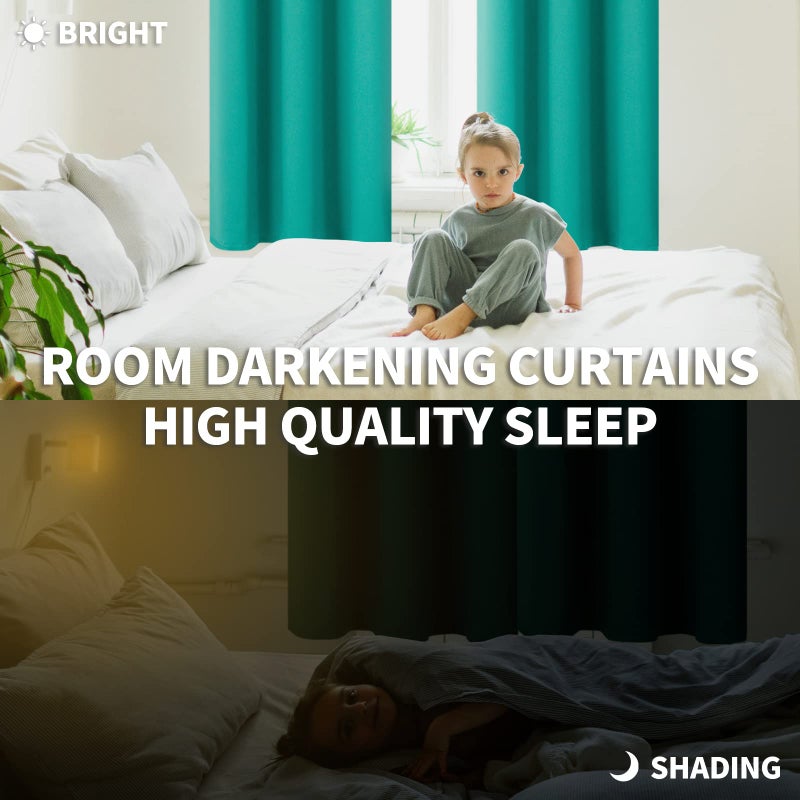 BGment Bgress Room الستائر الستائر 120 بوصة - الستائر المعزولة الحرارية معالجة ستائر معالجة النافذة لغرفة النوم 2 لوحات 52 × 120 بوصة تيل - Image 3