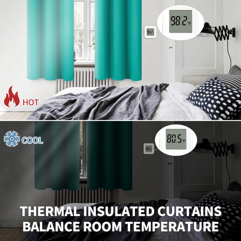 BGment Bgress Room الستائر الستائر 120 بوصة - الستائر المعزولة الحرارية معالجة ستائر معالجة النافذة لغرفة النوم 2 لوحات 52 × 120 بوصة تيل - Image 4