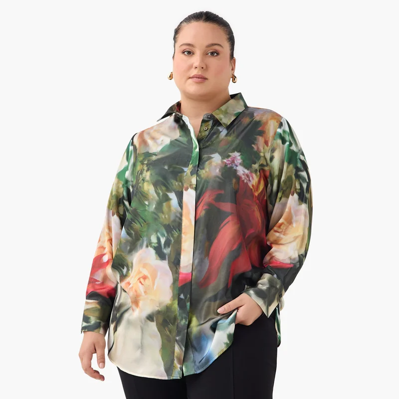 Ulla Popken Plus Size Ulla Popken Floral Print Shirt