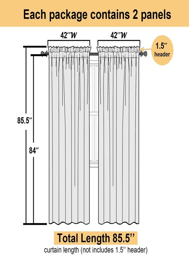 Lecloud Pure White Sheer Curtains 84 Inches Long 2 Panels Set, Airy Voile Light Filtering Window Curtains, Dual Rod Pocket Elegant Window Treatments Drapes for Bedroom Living Room, 42" W x 84" L - Image 2