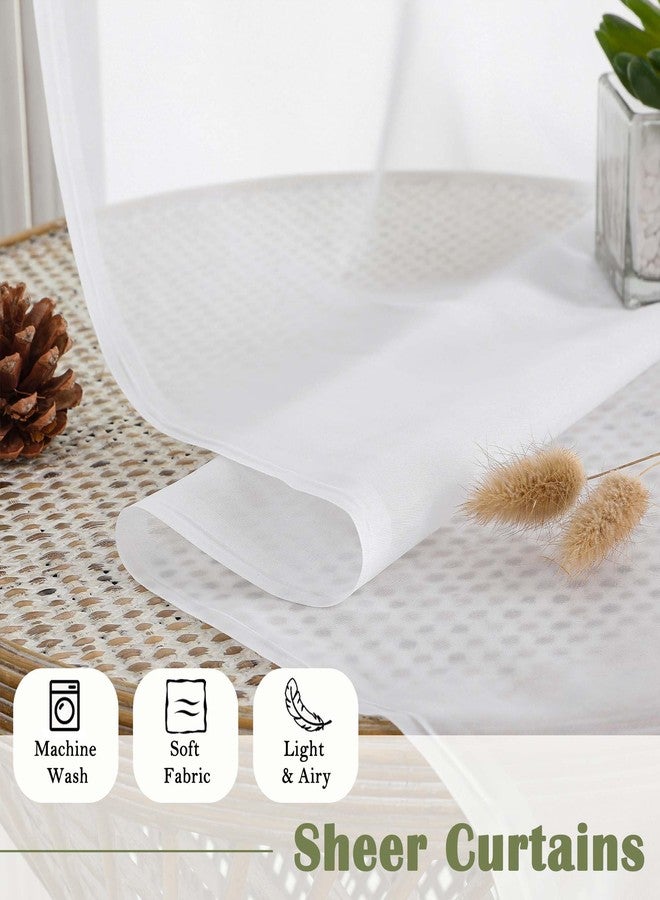 Lecloud Pure White Sheer Curtains 84 Inches Long 2 Panels Set, Airy Voile Light Filtering Window Curtains, Dual Rod Pocket Elegant Window Treatments Drapes for Bedroom Living Room, 42" W x 84" L - Image 5