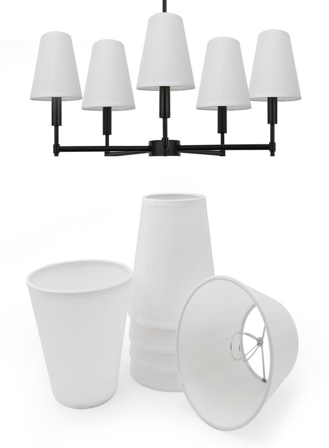 Tsnamay مجموعة من 6 قطع من أغطية الثريات المصنوعة يدويًا من الكتان الأبيض والبيج من تسناماي، مجموعة من 6 أغطية مخروطية الشكل لأغطية مصابيح الثريات - Image 5