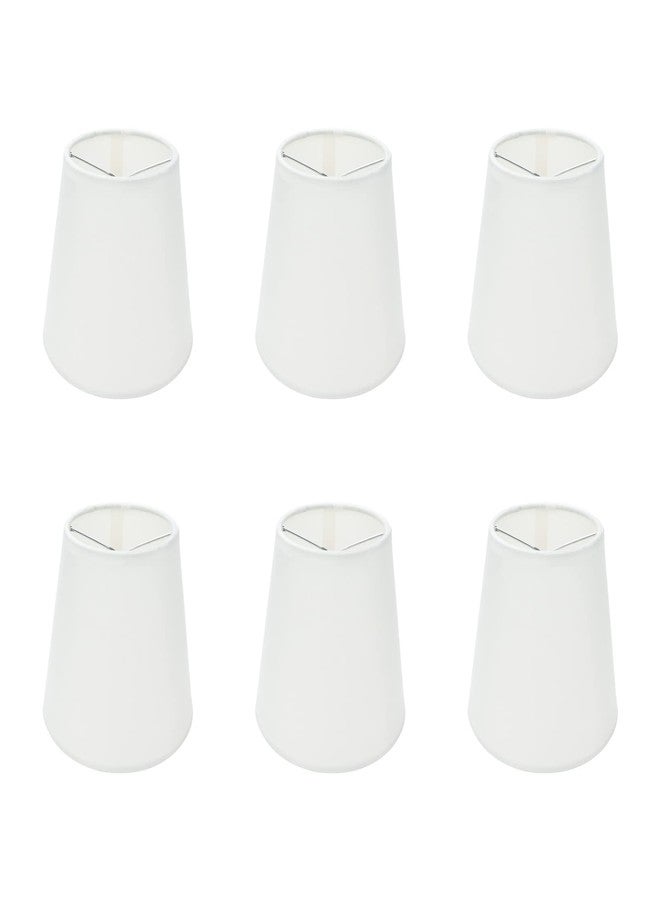 Tsnamay مجموعة من 6 قطع من أغطية الثريات المصنوعة يدويًا من الكتان الأبيض والبيج من تسناماي، مجموعة من 6 أغطية مخروطية الشكل لأغطية مصابيح الثريات - Image 1