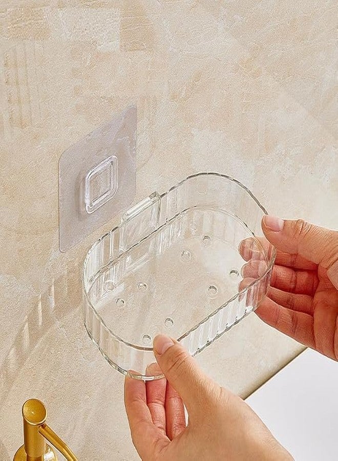 RANIC Holder for Bathroom/soap case/self-Adhesive soap Holder/soap Stand for Bathroom/Self Draining Transparent Acrylic Soap Dish Holder Drill- Free (Pack of 2) - Image 2
